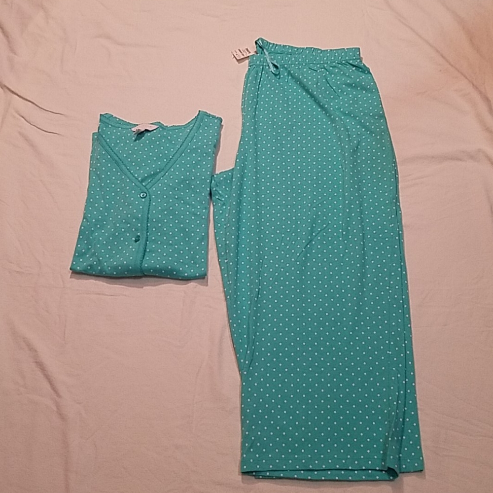 Charter Club Dotted Aqua XL 2-piece Pajama